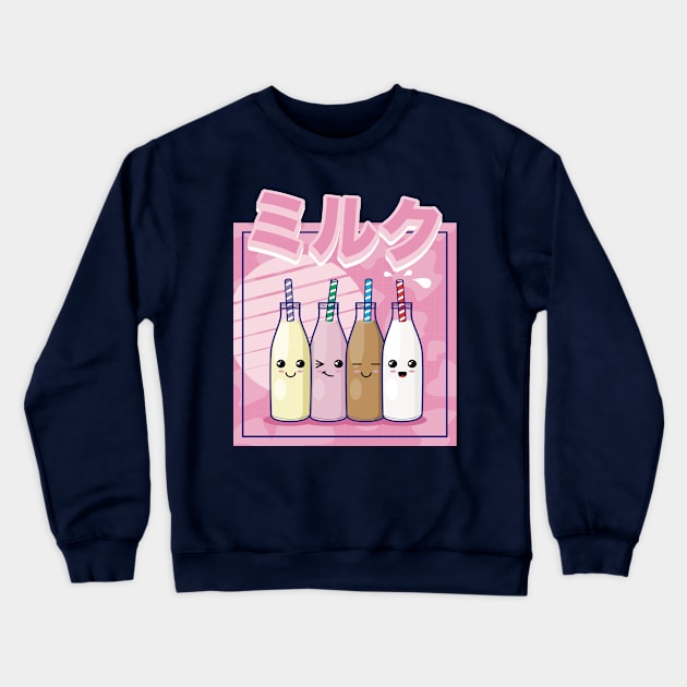 Japanese Kawaii Milk Crewneck Sweatshirt by Hixon House